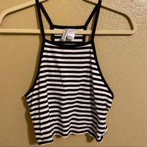 Hatler White Black Striped Shirt- H&M Medium